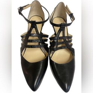 FRANCO SARTO Fernleaf Black Pointed Toe Heels Size 9M 3in. Heel like New